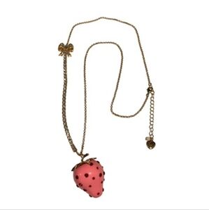Betsey Johnson Strawberry Necklace 32" + 1.5" extender
